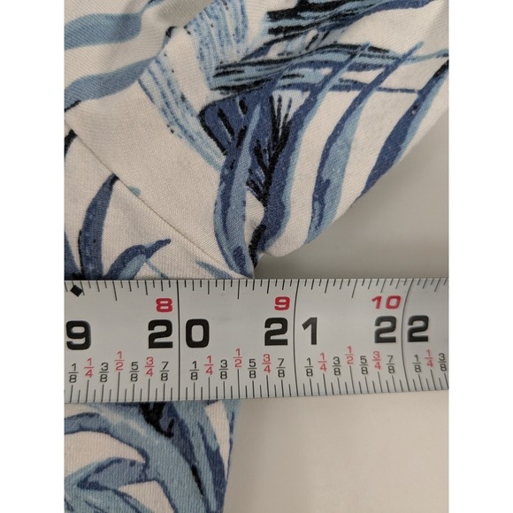 J. Jill Womens Tropical Empire Waist Tunic L White/Blue 3/4 Sleeve Comfy Stretch - Picture 8 of 12
